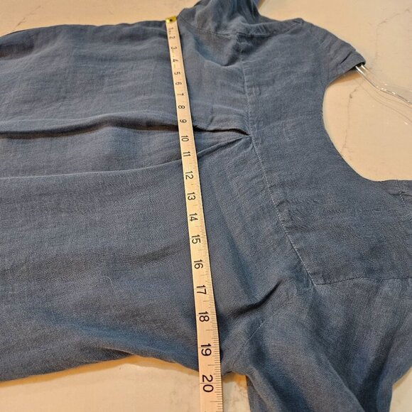 120% Lino Linen Dress Sz 38 XS Blue Tunic Bell Sleeves Lagenlook - Picture 9 of 10